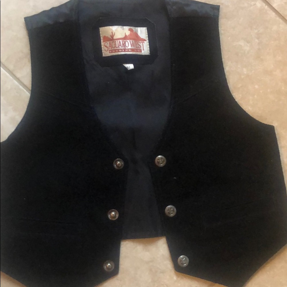 Child size medium black leather vest